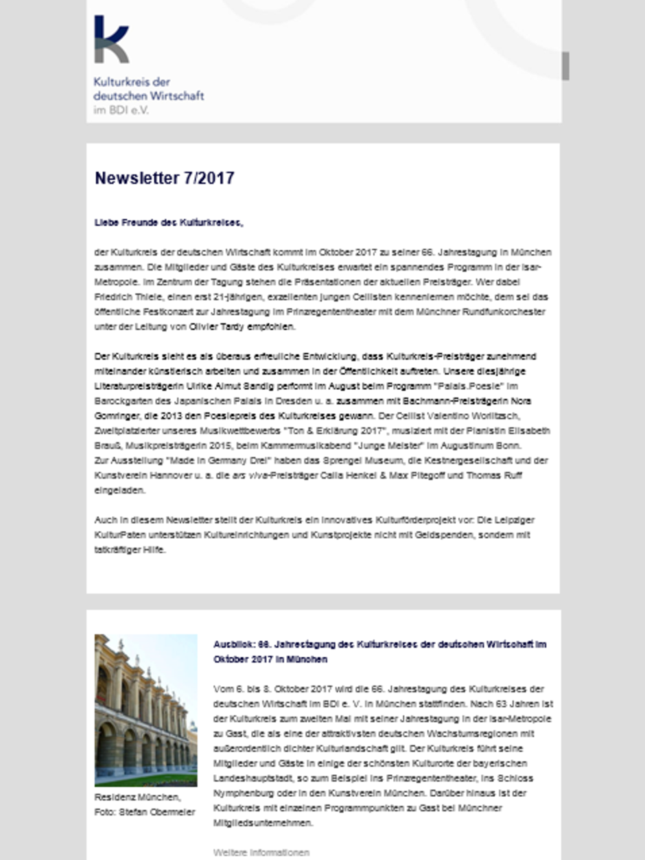 Newsletter des Kulturkreises © Kulturkreis Newsletter des Kulturkreises © Kulturkreis